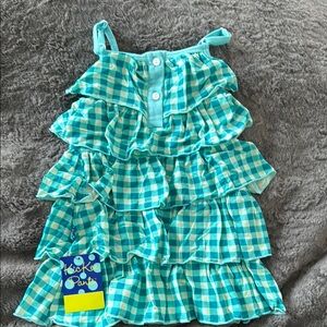 KicKee Pants Blue Checkered Ruffle Dress